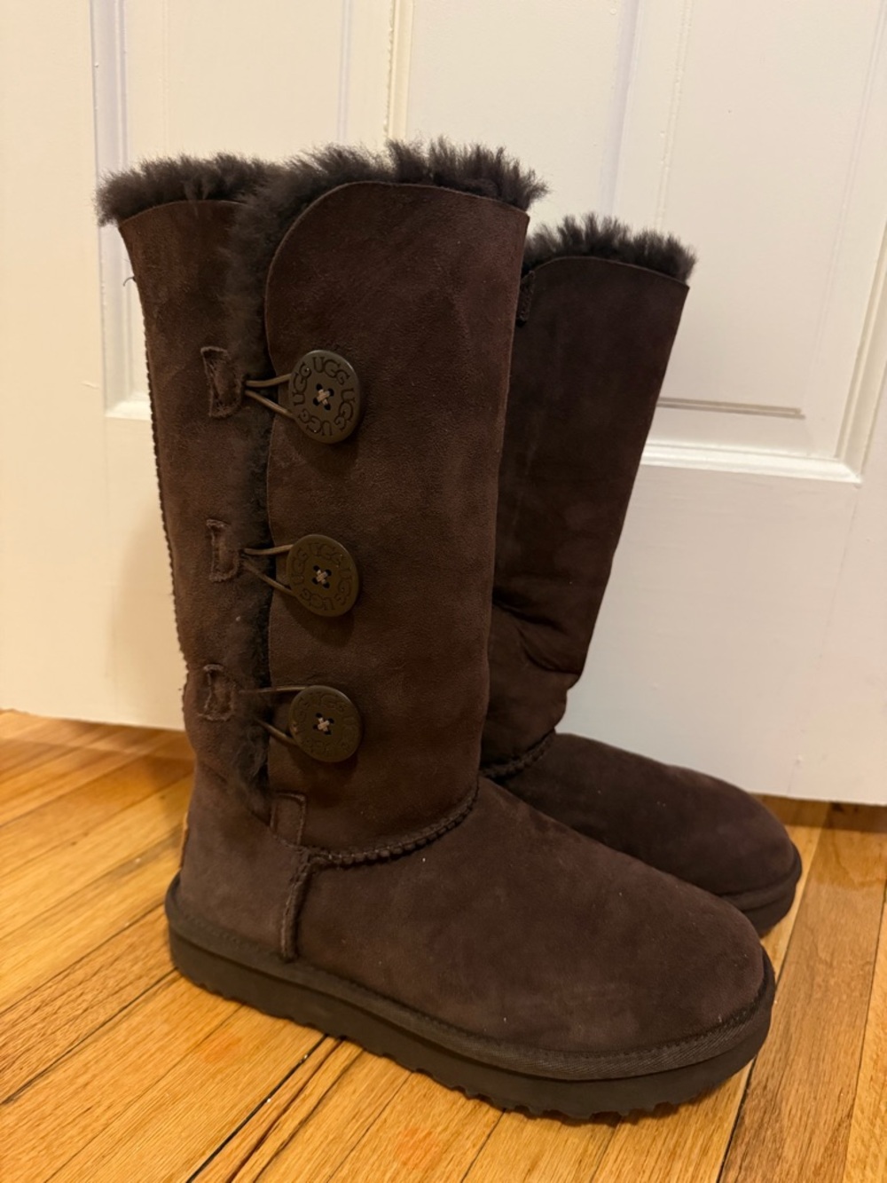 UGG Women Chestnut Tall Button Shearling Boots